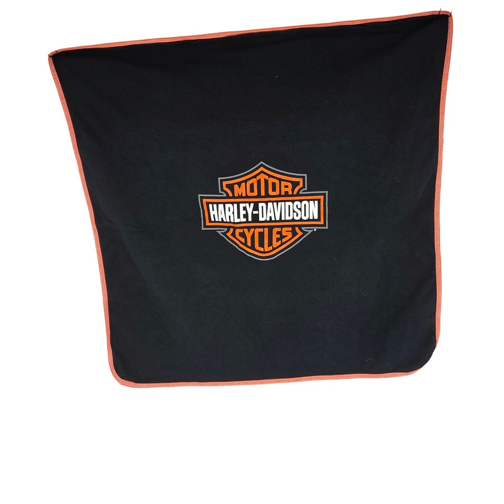 Harley-Davidson Baby Receiving Blanket Black Orange Reversible Logo Cotton OS